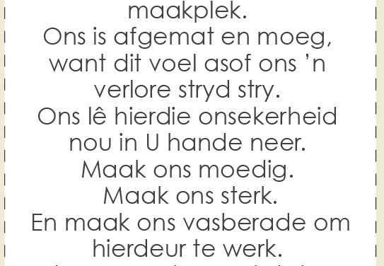 ‘n Gebed vir wanneer jul ‘n laagtepunt beleef