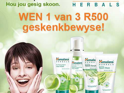 Wen 1 van 3 geskenkbewyse ter waarde van R500 vanaf Himalaya Herbals! – Kompetisie reeds gesluit